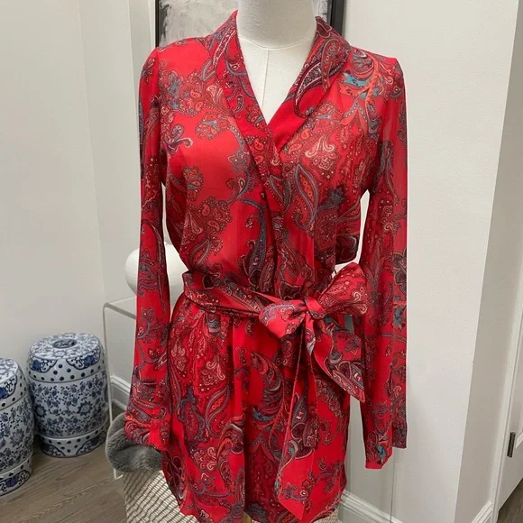 L’Agence Red Paisley Arabell Romper - Sz 2 (never worn)
